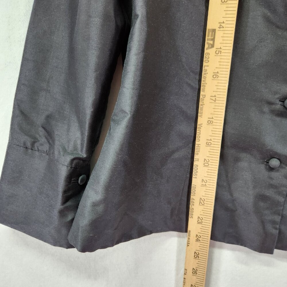 Marisa Baratelli Button-Up Thai Silk Blazer Size 10 Lightweight Unlined Black - Picture 5 of 11